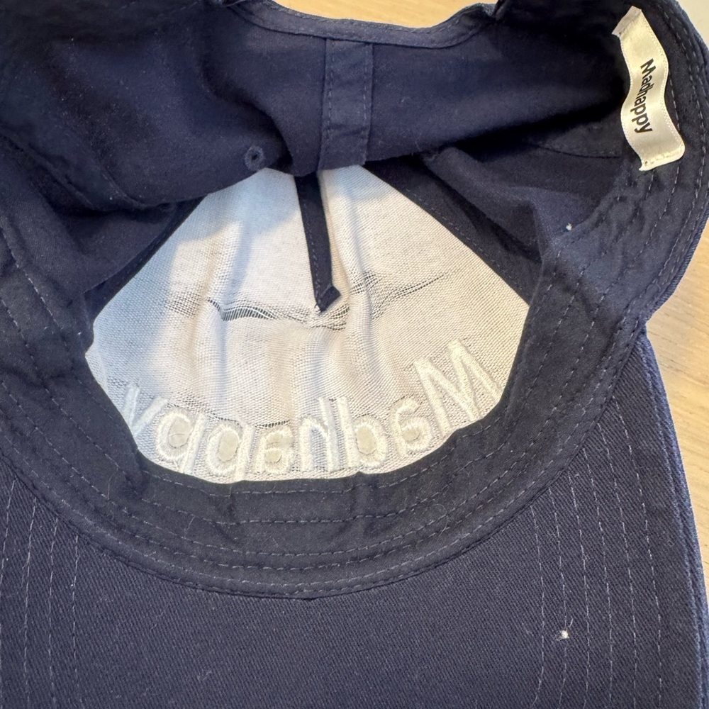 MADHAPPY NAVY SNAPBACK TRUCKER HAT W/ WHITE STITCHING- GOOD CONDITION - Picture 3 of 3